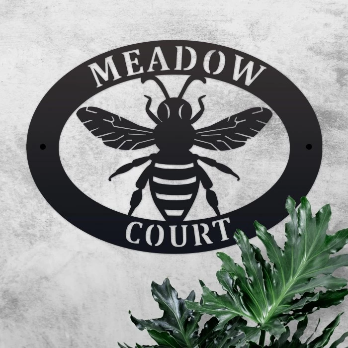 Black 'Bumblebee' Iron Oval House Sign 3 Black 'Bumblebee' Iron Oval House Sign