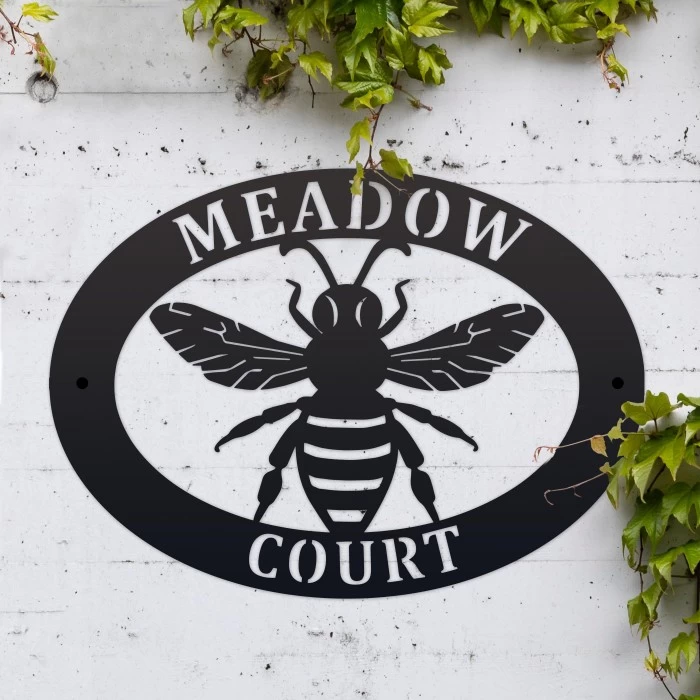 Black 'Bumblebee' Iron Oval House Sign 5 Black 'Bumblebee' Iron Oval House Sign - Image 3