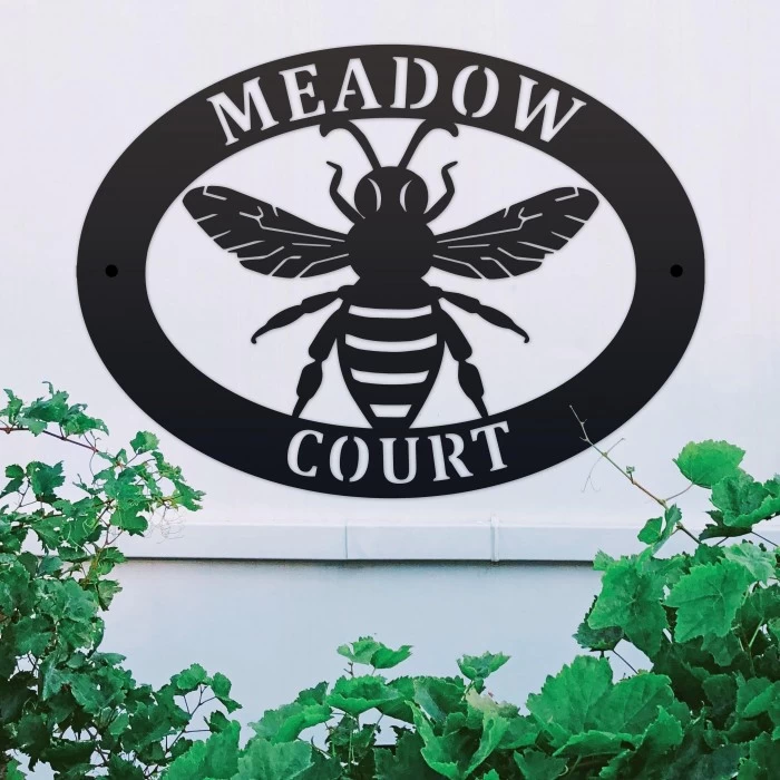 Black 'Bumblebee' Iron Oval House Sign 7 Black 'Bumblebee' Iron Oval House Sign - Image 5