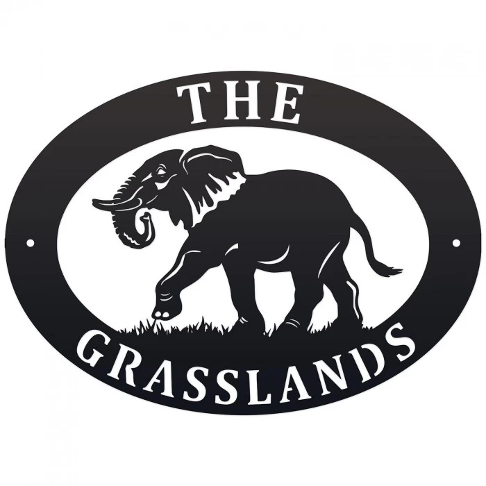 Elephant Iron Oval House Sign 3 Elephant Iron Oval House Sign