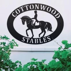 Dressage Horse Iron Oval House Name Sign -House Sign Discount Store ukhno313 oval dressage horse house sign 2