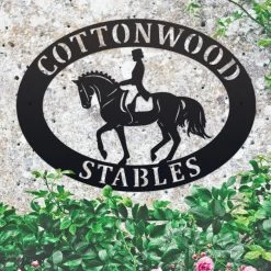 Dressage Horse Iron Oval House Name Sign -House Sign Discount Store ukhno313 oval dressage horse house sign 4