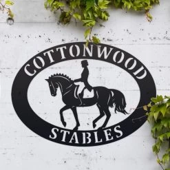 Dressage Horse Iron Oval House Name Sign -House Sign Discount Store ukhno313 oval dressage horse house sign 5