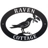 Raven & Holly Iron Oval House Sign -House Sign Discount Store ukhno319 oval raven holly house sign 1