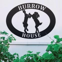 Black 'Boxing Hares' Iron Oval House Sign -House Sign Discount Store ukhno330 oval boxing hares house sign 6