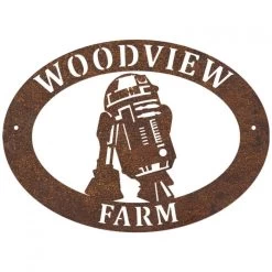 Rustic 'R2D2' Iron Oval House Name Sign -House Sign Discount Store ukhno331 oval r2d2 house sign rus 4