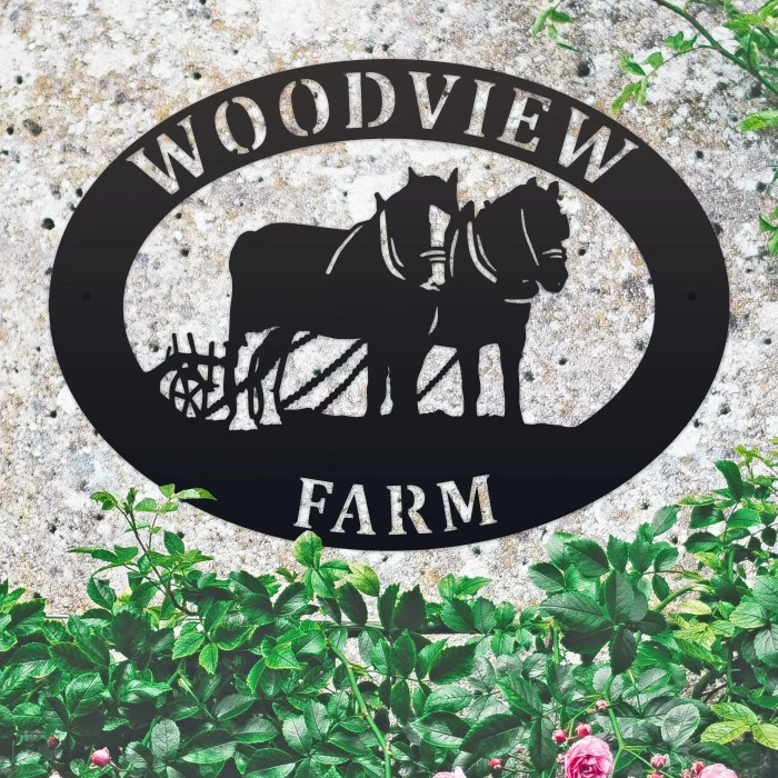 Black 'Horse & Plough' Iron Oval House Name Sign 7 Black 'Horse & Plough' Iron Oval House Name Sign - Image 5