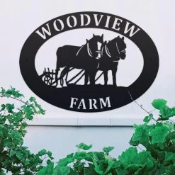 Black 'Horse & Plough' Iron Oval House Name Sign 9 Black 'Horse & Plough' Iron Oval House Name Sign -House Sign Discount Store ukhno355 oval horse plough house sign 7