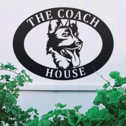 German Shepherd Iron Oval House Name Sign -House Sign Discount Store ukhno360 oval german shepherd face house sign 2