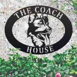 German Shepherd Iron Oval House Name Sign -House Sign Discount Store ukhno360 oval german shepherd face house sign 4