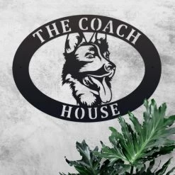 German Shepherd Iron Oval House Name Sign -House Sign Discount Store ukhno360 oval german shepherd face house sign 6