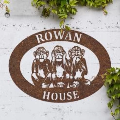 Rustic"See No Evil, Hear No Evil, Speak No Evil" Iron Oval House Sign -House Sign Discount Store ukhno367 oval see hear speak no evil house sign rus 2