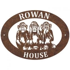 Rustic"See No Evil, Hear No Evil, Speak No Evil" Iron Oval House Sign -House Sign Discount Store ukhno367 oval see hear speak no evil house sign rus 5