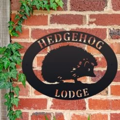 Black 'Hedgehog' Iron Oval House Name Sign -House Sign Discount Store ukhno372 oval hedgehog house sign 5