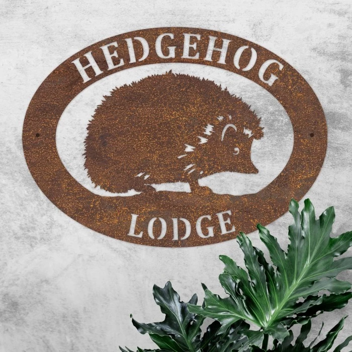 Rustic 'Hedgehog' Iron Oval House Name Sign 3 Rustic 'Hedgehog' Iron Oval House Name Sign