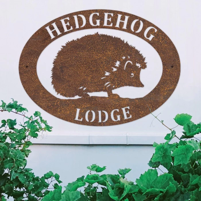 Rustic 'Hedgehog' Iron Oval House Name Sign 5 Rustic 'Hedgehog' Iron Oval House Name Sign - Image 3