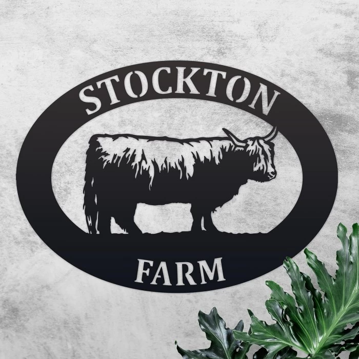 Black 'Highland Cow' Iron Oval House Sign 4 Black 'Highland Cow' Iron Oval House Sign - Image 2