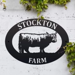 Black 'Highland Cow' Iron Oval House Sign 13 Black 'Highland Cow' Iron Oval House Sign -House Sign Discount Store ukhno413 oval highland cow house sign 2