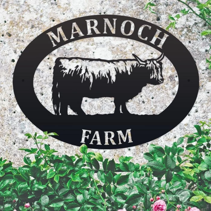 Black 'Highland Cow' Iron Oval House Sign 6 Black 'Highland Cow' Iron Oval House Sign - Image 4