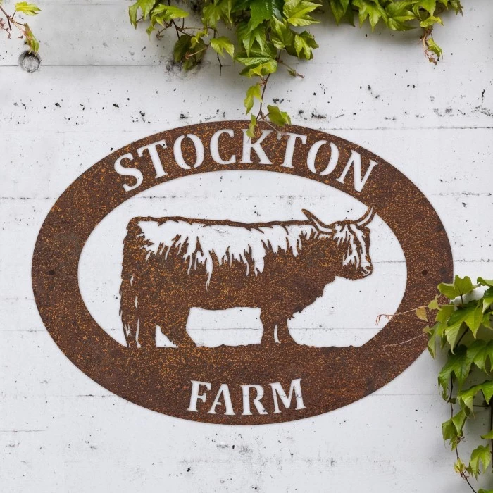 Rustic 'Highland Cow' Iron Oval House Sign 5 Rustic 'Highland Cow' Iron Oval House Sign - Image 3
