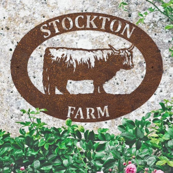 Rustic 'Highland Cow' Iron Oval House Sign 6 Rustic 'Highland Cow' Iron Oval House Sign - Image 4