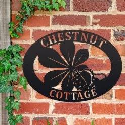 Black 'Horse Chestnut' Iron House Name Sign -House Sign Discount Store ukhno426 oval horse chestnut house sign 3