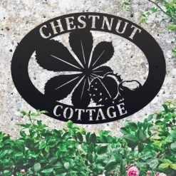 Black 'Horse Chestnut' Iron House Name Sign -House Sign Discount Store ukhno426 oval horse chestnut house sign 4