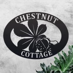 Black 'Horse Chestnut' Iron House Name Sign -House Sign Discount Store ukhno426 oval horse chestnut house sign 6