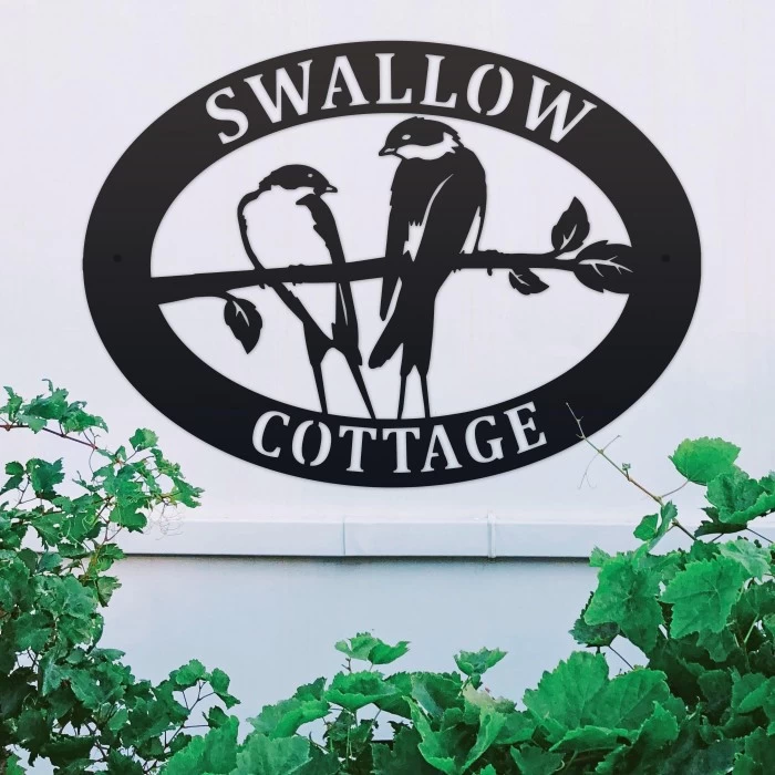 Swallow Iron Oval House Name Sign 3 Swallow Iron Oval House Name Sign