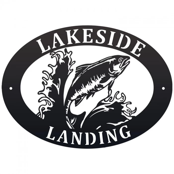 Freshwater Salmon Iron Oval House Sign 3 Freshwater Salmon Iron Oval House Sign