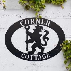 Lion & Staff Iron Oval House Name Sign -House Sign Discount Store ukhno468 oval lion with staff house sign 5