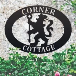 Lion & Staff Iron Oval House Name Sign -House Sign Discount Store ukhno468 oval lion with staff house sign 6