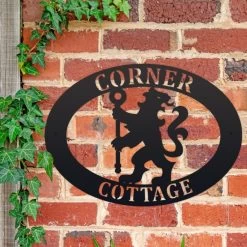 Lion & Staff Iron Oval House Name Sign -House Sign Discount Store ukhno468 oval lion with staff house sign 7