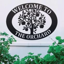 Black 'Apple Tree' Iron Oval House Name Sign -House Sign Discount Store ukhno470 oval apple tree house sign 3
