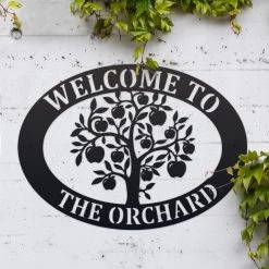 Black 'Apple Tree' Iron Oval House Name Sign -House Sign Discount Store ukhno470 oval apple tree house sign 6