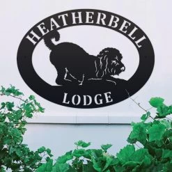 Playful Cockapoo Iron Oval House Name Sign -House Sign Discount Store ukhno489 oval playful cockapoo house sign 6