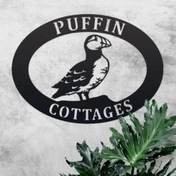 Puffin Iron Oval House Name Sign -House Sign Discount Store ukhno533 oval puffin house sign 2