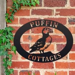 Puffin Iron Oval House Name Sign