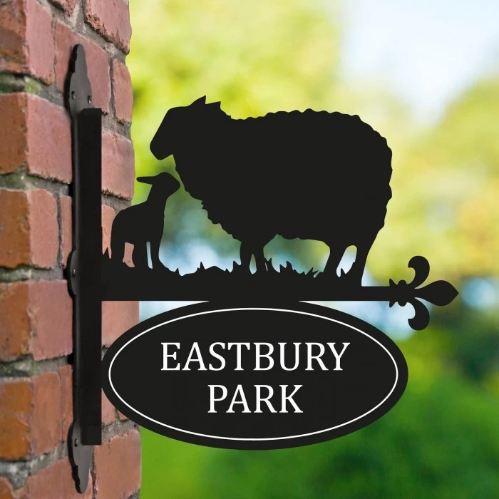 Sheep Iron Bracketed House Name Sign