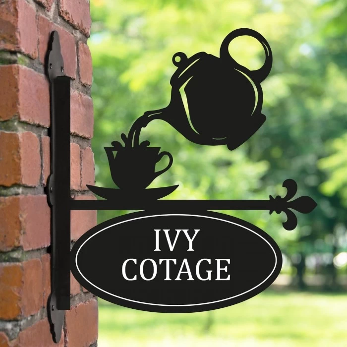Teapot & Cup Iron Bracketed House Name Sign 5 Teapot & Cup Iron Bracketed House Name Sign - Image 3