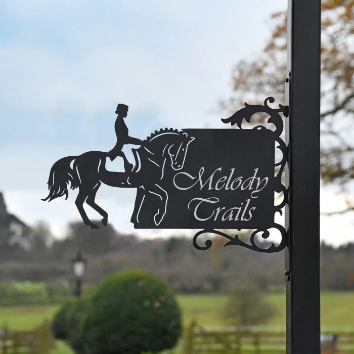 Dressage Horse Iron Bracket House Name Sign - Slim Bracket