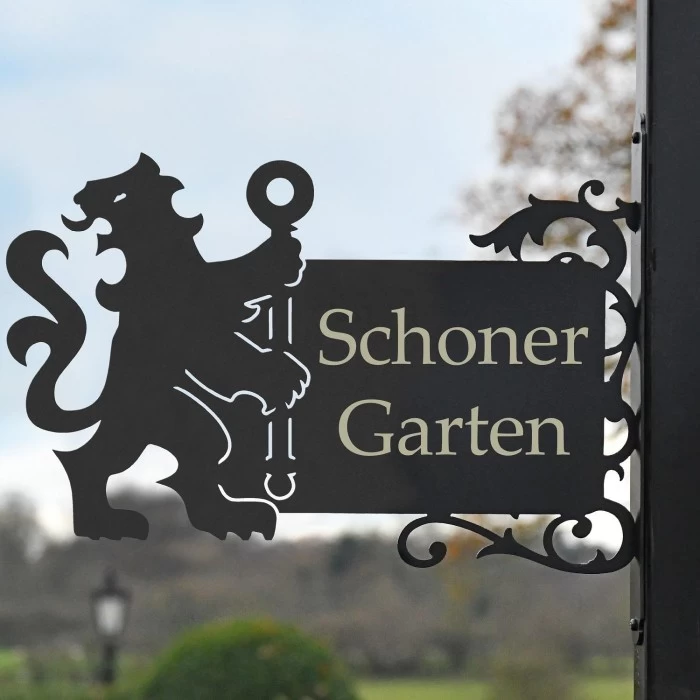 Lion & Staff Iron Bracketed House Name Sign - Slim Bracket - Image 5