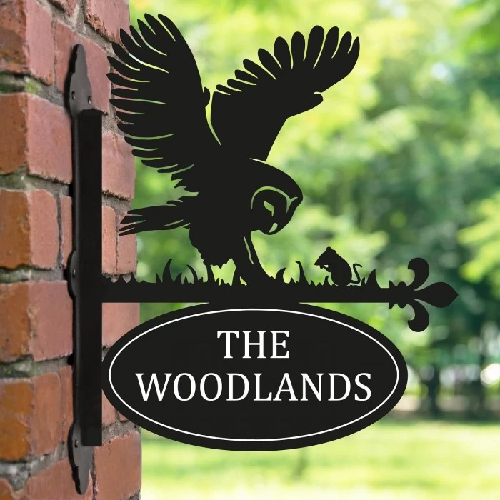 Barn Owl Iron Bracketed House Name Sign - Image 2