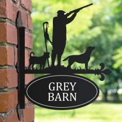 "Game Season" Jack Russel & Labrador Iron Bracketed House Name Sign -House Sign Discount Store ukhns493 bcmw 2