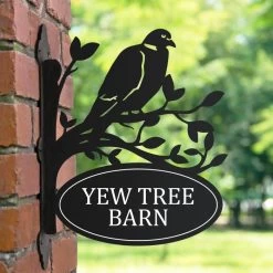 Wood Pigeon Iron Bracket House Name Sign