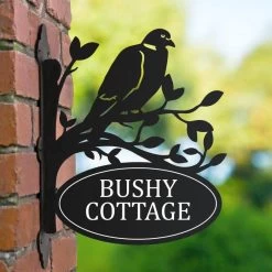 Wood Pigeon Iron Bracket House Name Sign -House Sign Discount Store ukhnsbrd0003 wood pigeon house sign bcmw 3