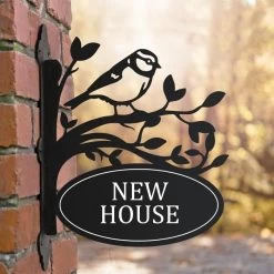 Blue Tit Iron Bracket House Name Sign