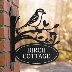 Great Grey Shrike Iron Bracket House Name Sign 8 Great Grey Shrike Iron Bracket House Name Sign -House Sign Discount Store ukhnsbrd0015 great grey shrike house sign bcmw 1