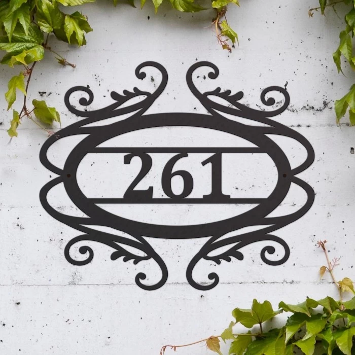Victorian Scroll Iron House Number Sign 6 Victorian Scroll Iron House Number Sign - Image 4