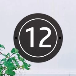 Modern Circular House Number Sign 12 Modern Circular House Number Sign -House Sign Discount Store ukhnu003 contemporary round number sign bcmw 1